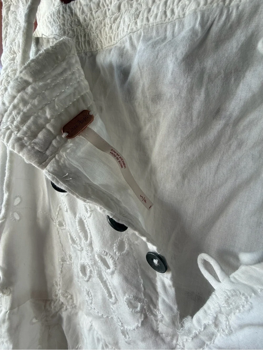 Free People White Eyelet Midi Sundress with Square Neck